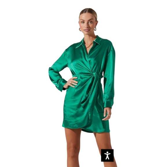 Astr Dresses & Skirts - Astr the Label in Size Small Satin mini wrap dress NWT